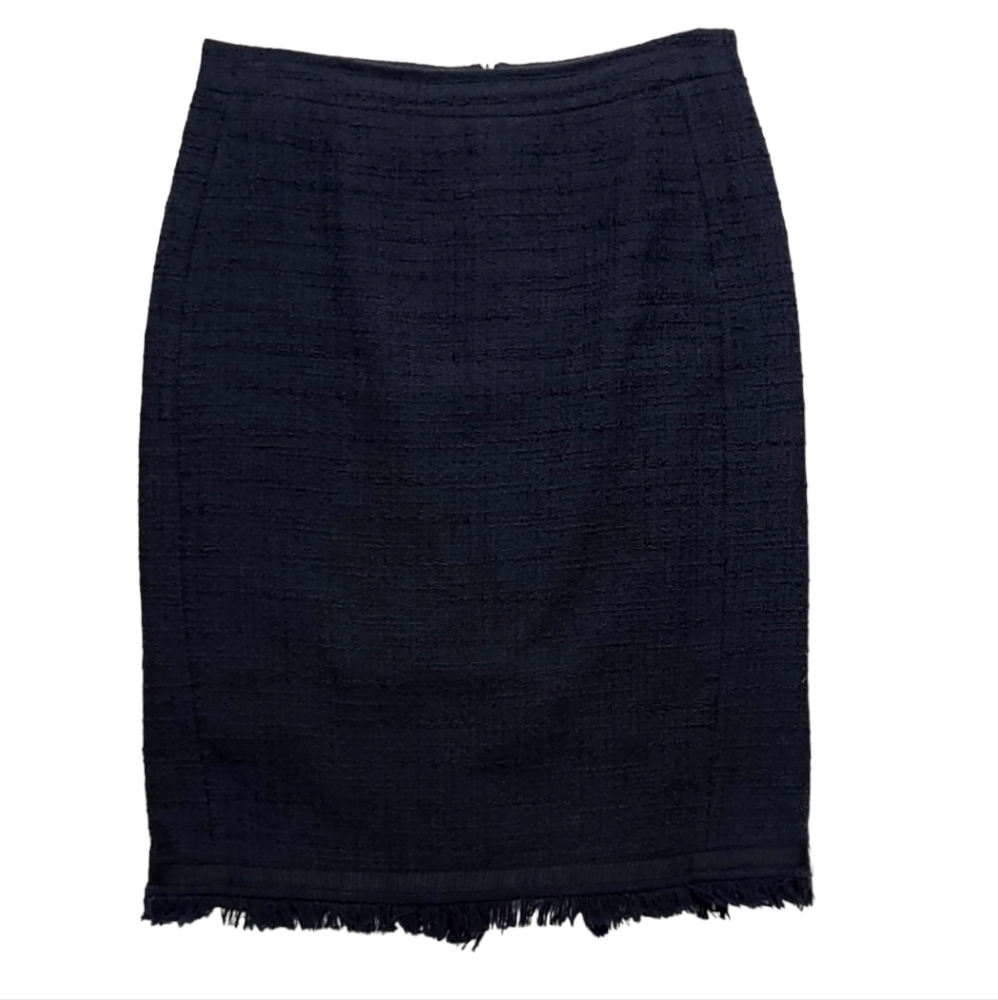 J.Crew Minimalist Neutral Black Cotton Tweed Lined Pencil Skirt size 8T